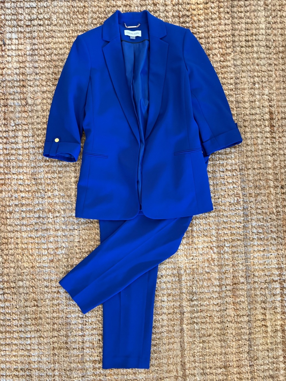 Calvin Klein Cobalt Blue Blazer Pants Suit Set Size 6